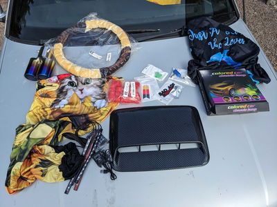 A selection of parts and accessories bought from Temu