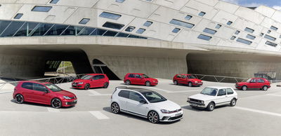 The first seven generations of VW Golf GTIs