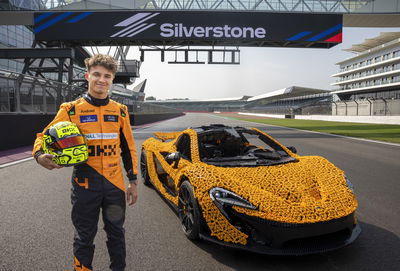Lando Norris with Lego McLaren P1