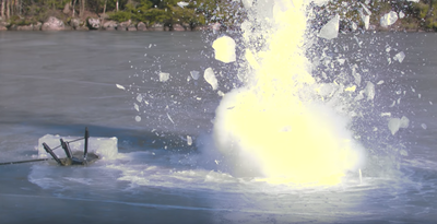 Here's A Tyre Being Exploded Under Sheet Ice, Because Why Not
