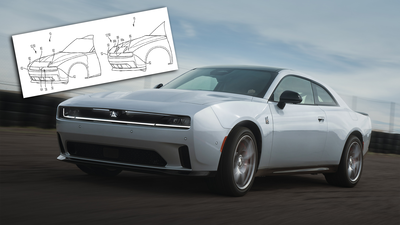 Dodge Charger, with patent drawings for active aero devices